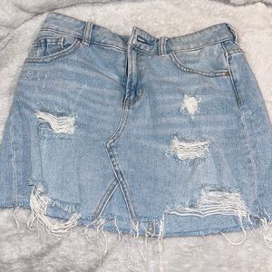 Ripped jean skirt from pacsun